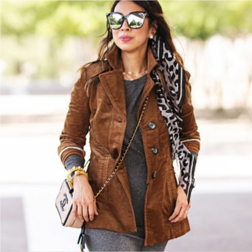 CAbi Brown Corduroy Button-Front Jacket